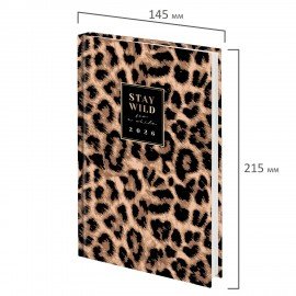 Ежедневник датированный 2026 145х215мм, А5, STAFF, ламинированная обложка, Leopard, 117328