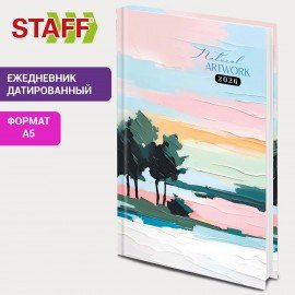 Ежедневник датированный 2026 145х215мм, А5, STAFF, ламинированная обложка, Живопись, 117329