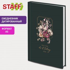 Ежедневник датированный 2026 145х215мм, А5, STAFF, ламинированная обложка, Crystal, 117331