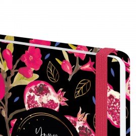 Ежедневник датированный 2026 с резинкой 145х203 мм, А5, BRAUBERG, твердый, "Гранаты", 117333