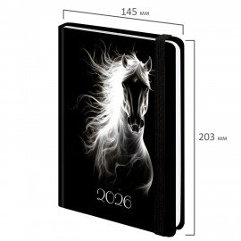 Ежедневник датированный 2026 с резинкой 145х203 мм, А5, BRAUBERG, твердый, "Символ года", 117335