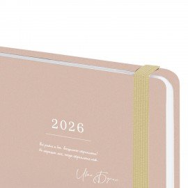 Ежедневник датированный 2026 с резинкой 145х203 мм, А5, BRAUBERG, твердый, "Безмятежность", 117336