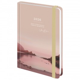 Ежедневник датированный 2026 с резинкой 145х203 мм, А5, BRAUBERG, твердый, "Безмятежность", 117336