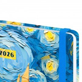 Ежедневник датированный 2026 с резинкой 145х203 мм, А5, BRAUBERG, твердый, фольга, "Живопись", 117342