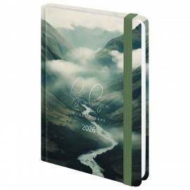 Ежедневник датированный 2026 с резинкой 145х203 мм, А5, BRAUBERG, твердый, фольга, "Спокойствие", 117343