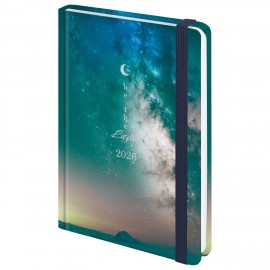 Ежедневник датированный 2026 с резинкой 145х203 мм, А5, BRAUBERG твердый, фольга, "Млечный путь", 117345