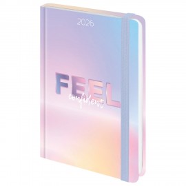 Ежедневник датированный 2026 с резинкой 145х203 мм, А5, BRAUBERG, твердый, фольга, "Нежность", 117347