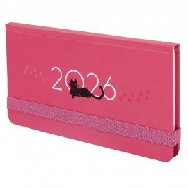 Еженедельник датированный 2026 с резинкой 171х93 мм, BRAUBERG, твердый, УФ-ЛАК, 64 л., "Кот", 117349