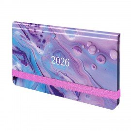 Еженедельник датированный 2026 с резинкой 171х93 мм, BRAUBERG, твердый, УФ-ЛАК, 64 л., "Мрамор", 117352