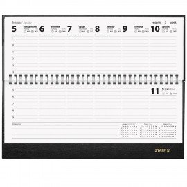 Планинг датированный 2026 300х130мм, STAFF, гребень, обложка бумвинил, 64л, черный, 117360