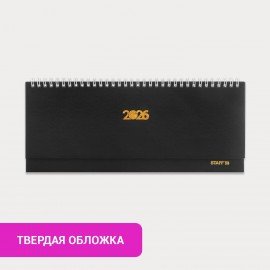 Планинг датированный 2026 300х130мм, STAFF, гребень, обложка бумвинил, 64л, черный, 117360