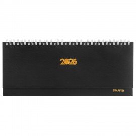Планинг датированный 2026 300х130мм, STAFF, гребень, обложка бумвинил, 64л, черный, 117360
