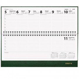 Планинг датированный 2026 300х130мм, STAFF, гребень, обложка бумвинил, 64л, зеленый, 117361