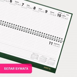 Планинг датированный 2026 300х130мм, STAFF, гребень, обложка бумвинил, 64л, зеленый, 117361