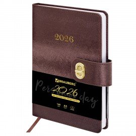 Ежедневник датированный 2026 А5 138х213мм BRAUBERG Elegant, под кожу, застежка, бордовый, 117367