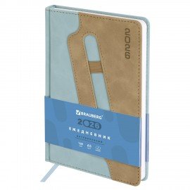 Ежедневник датированный 2026 А5 138x213мм BRAUBERG Assistant, под кожу, держатель, синий, 117375