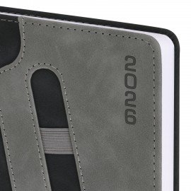 Ежедневник датированный 2026 А5 138x213мм BRAUBERG Assistant, под кожу, держатель, черный, 117376