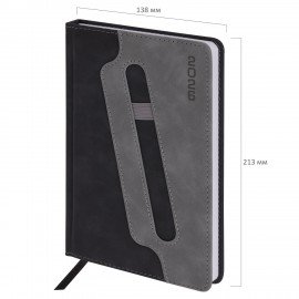 Ежедневник датированный 2026 А5 138x213мм BRAUBERG Assistant, под кожу, держатель, черный, 117376