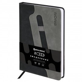 Ежедневник датированный 2026 А5 138x213мм BRAUBERG Assistant, под кожу, держатель, черный, 117376