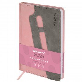 Ежедневник датированный 2026 А5 138x213мм BRAUBERG Assistant, под кожу, держатель, розовый, 117377