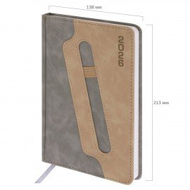 Ежедневник датированный 2026 А5 138x213мм BRAUBERG Assistant, под кожу, держатель, серый, 117378