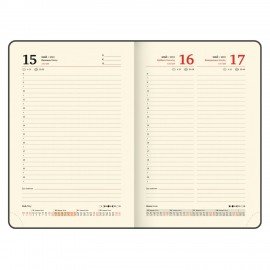 Ежедневник датированный 2026 А5 138х213мм BRAUBERG Accent под кожу, держатель, серый, 117385