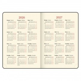Ежедневник датированный 2026 А5 138х213мм BRAUBERG Accent под кожу, держатель, беж/коричневый 117388
