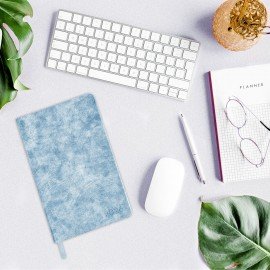 Ежедневник датированный 2026 А5 138х213мм BRAUBERG Ice, под кожу, голубой, 117389