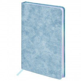 Ежедневник датированный 2026 А5 138х213мм BRAUBERG Ice, под кожу, голубой, 117389