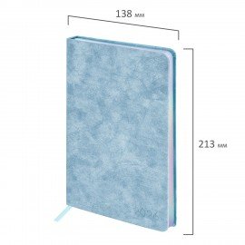 Ежедневник датированный 2026 А5 138х213мм BRAUBERG Ice, под кожу, голубой, 117389