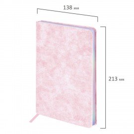 Ежедневник датированный 2026 А5 138х213мм BRAUBERG Ice, под кожу, розовый, 117390