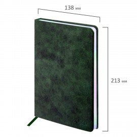 Ежедневник датированный 2026 А5 138х213мм BRAUBERG Ice, под кожу, темно-зеленый, 117391