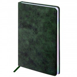 Ежедневник датированный 2026 А5 138х213мм BRAUBERG Ice, под кожу, темно-зеленый, 117391
