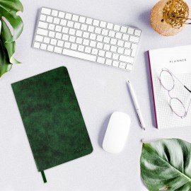 Ежедневник датированный 2026 А5 138х213мм BRAUBERG Ice, под кожу, темно-зеленый, 117391