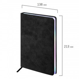 Ежедневник датированный 2026 А5 138х213мм BRAUBERG Ice, под кожу, черный, 117393