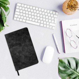 Ежедневник датированный 2026 А5 138х213мм BRAUBERG Ice, под кожу, черный, 117393