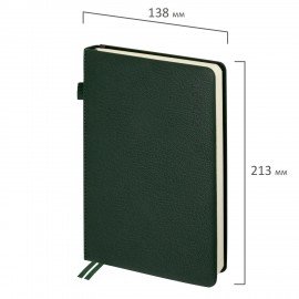 Ежедневник датированный 2026 А5 138х213мм BRAUBERG Essential, под кожу, держатель, черный, 117394