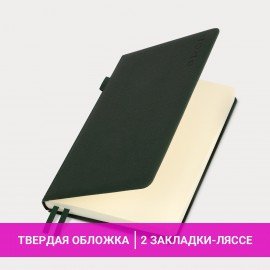 Ежедневник датированный 2026 А5 138х213мм BRAUBERG Essential, под кожу, держатель, черный, 117394