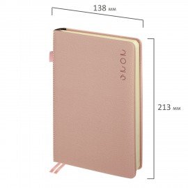 Ежедневник датированный 2026 А5 138х213мм BRAUBERG Essential, под кожу, держатель, розовый, 117395