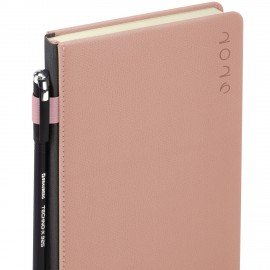 Ежедневник датированный 2026 А5 138х213мм BRAUBERG Essential, под кожу, держатель, розовый, 117395