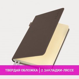 Ежедневник датированный 2026 А5 138х213мм BRAUBERG Essential, под кожу, держатель, серый, 117397