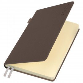 Ежедневник датированный 2026 А5 138х213мм BRAUBERG Essential, под кожу, держатель, серый, 117397