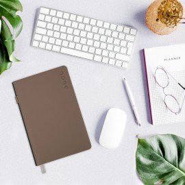 Ежедневник датированный 2026 А5 138х213мм BRAUBERG Essential, под кожу, держатель, серый, 117397