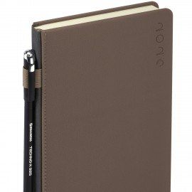 Ежедневник датированный 2026 А5 138х213мм BRAUBERG Essential, под кожу, держатель, серый, 117397