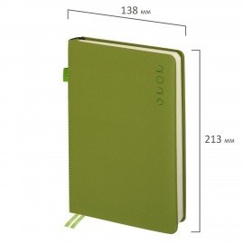 Ежедневник датированный 2026 А5 138х213мм BRAUBERG Essential, под кожу, держатель, зеленый, 117398