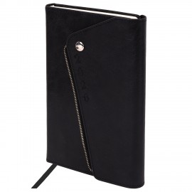 Ежедневник датированный 2026 А5 145х213мм BRAUBERG Jacket под кожу, клапан, держатель, черный 117399