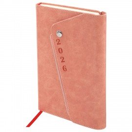 Ежедневник датированный 2026 А5 145х213мм BRAUBERG Jacket под кожу, клапан, держатель, бежевый, 117400
