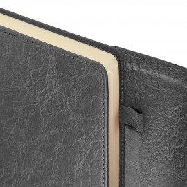 Ежедневник датированный 2026 А5 145х213мм BRAUBERG Jacket под кожу, клапан, держатель, серый, 117403