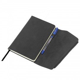 Ежедневник датированный 2026 А5 145х213мм BRAUBERG Jacket под кожу, клапан, держатель, серый, 117403