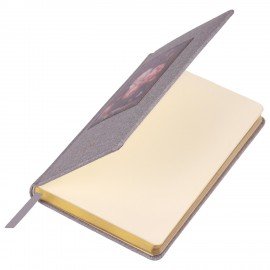 Ежедневник датированный 2026 А5 138х213мм BRAUBERG ArtGallery, под кожу, нашивка, серый, 117406